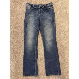 Wrangler Jeans Womens 11X36 Blue Denim Bootcut Embellished Pockets *